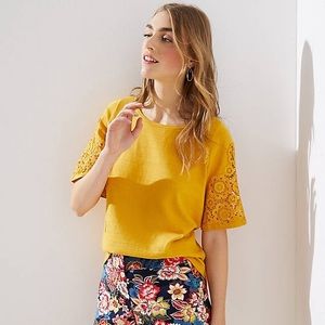 LOFT Eyelet Medallion Sleeve Tee